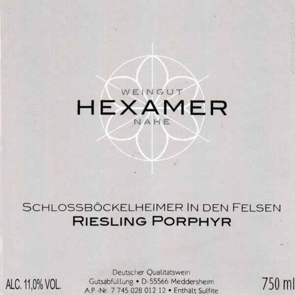 Riesling Kabinet, Hexamer, Schlosskellerei in Den Felsen, Germany.