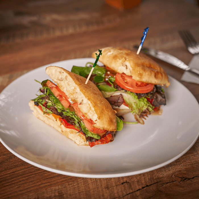 Mozzarella Caprese Sandwich On Ciabatta Bread.