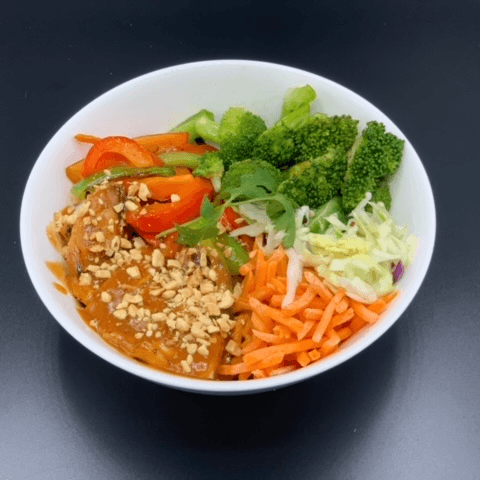 Thai Peanut Chicken Rice Bowl