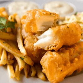 Halibut Fish and Chips (2 pieces)