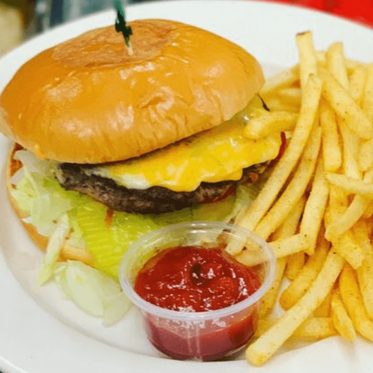 Cheese Burger and Fries