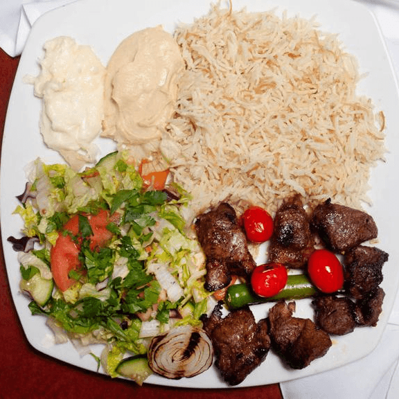 Lamb Kabob Platter.