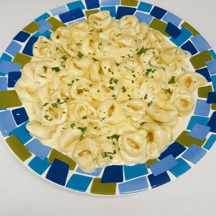 Cheese Tortellini with Cream Sauce.
