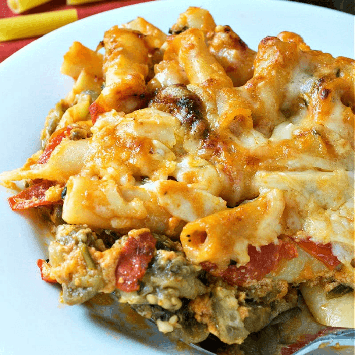 Baked Ziti with Chicken or Eggplant