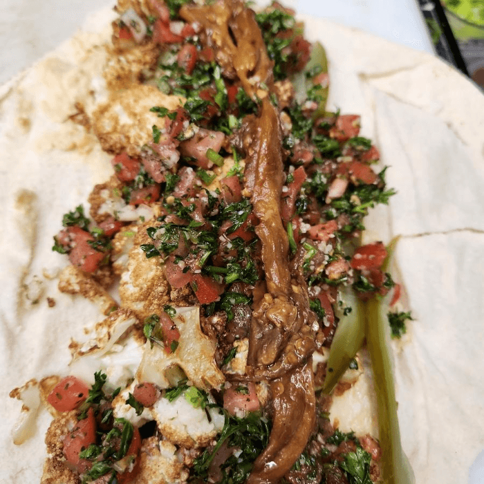 Cauliflower Eggplant Pita Wrap