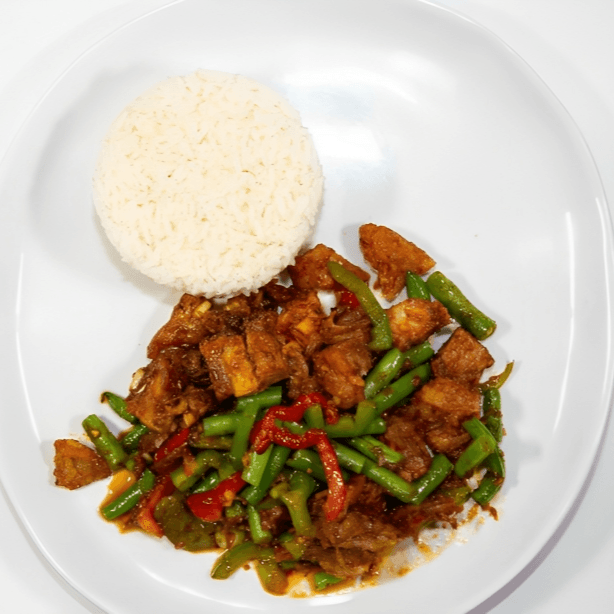 R2. Crispy Pork Belly Pad Prik Khing.