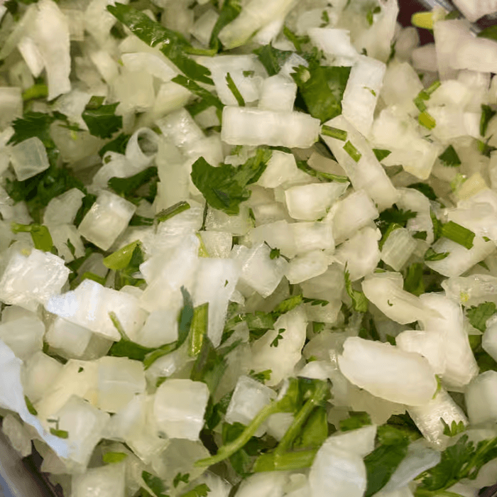 Chopped Cilantro and Onions.