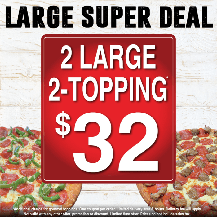 Two Large 2 Topping Pizzas