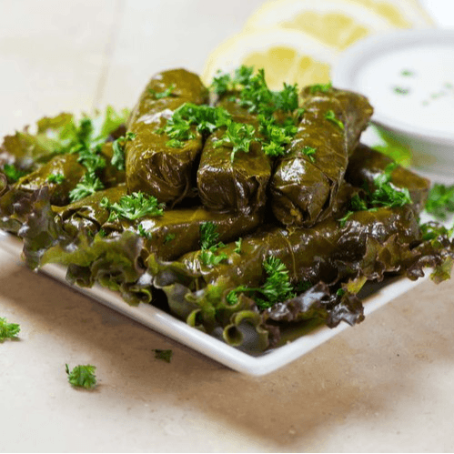 Veggie or Meat Grape Leaves Sandwich.