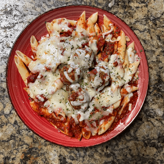 Ziti with Meatballs.