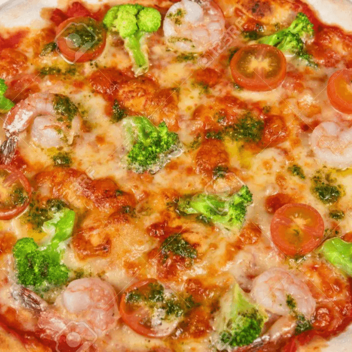 Shrimp and Broccoli Pizza