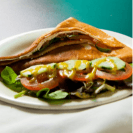 Turkey, Swiss Cheese, and Mushrooms Crepe.