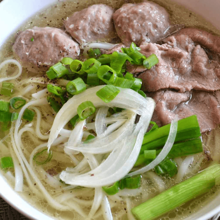 Rare Tender Steak and Meatball Pho