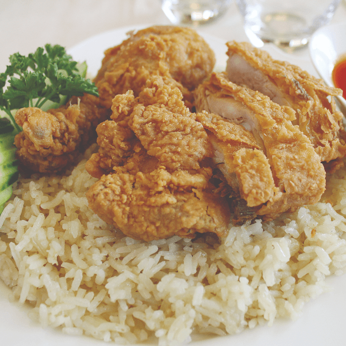 49. Crispy Chicken Over Rice.
