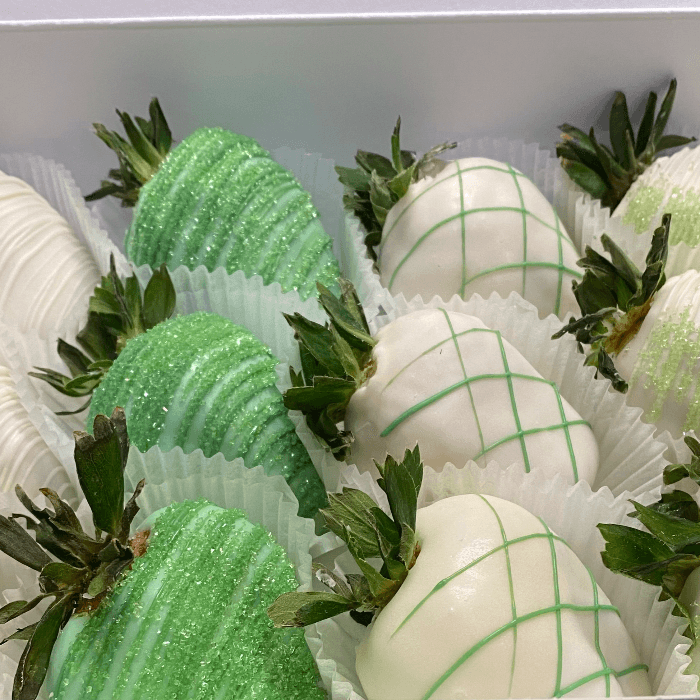 Green  and White Chocolate Covered Strawberry Box