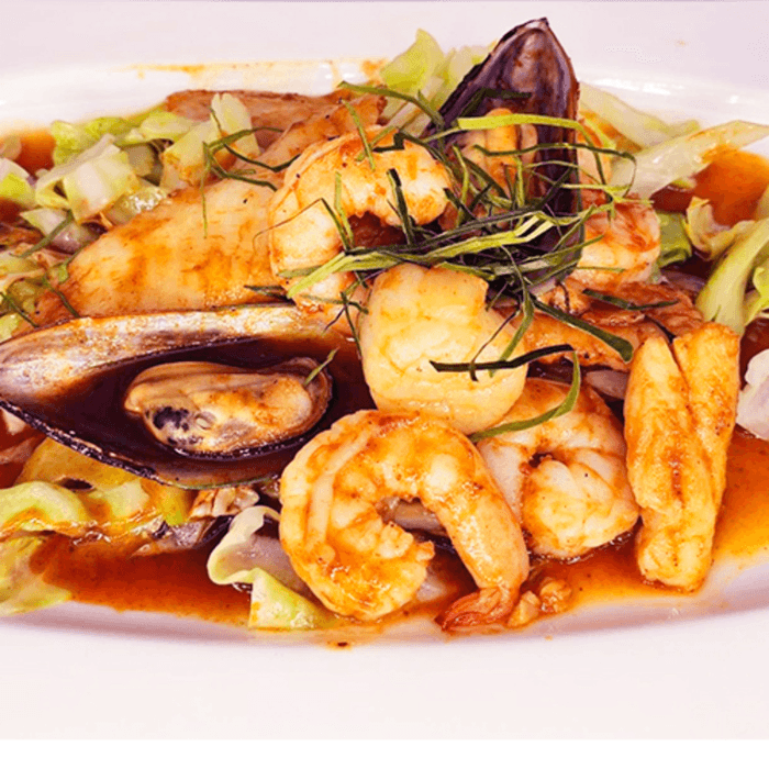 Seafood Combo in Red Sauce.