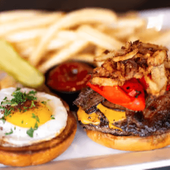 Hangover Burger with Sea-Salt Fries