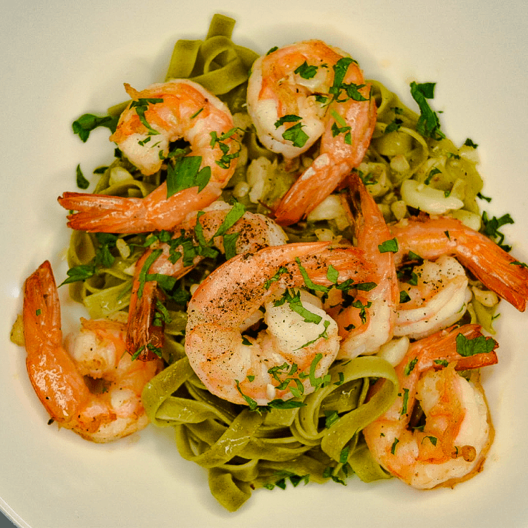 Spinach Fettuccine with Shrimp
