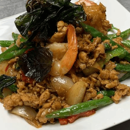 86. Stir Fried Ground Chicken and Shrimp