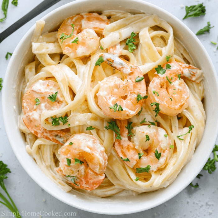 Fettuccine Alfredo with Shrimp