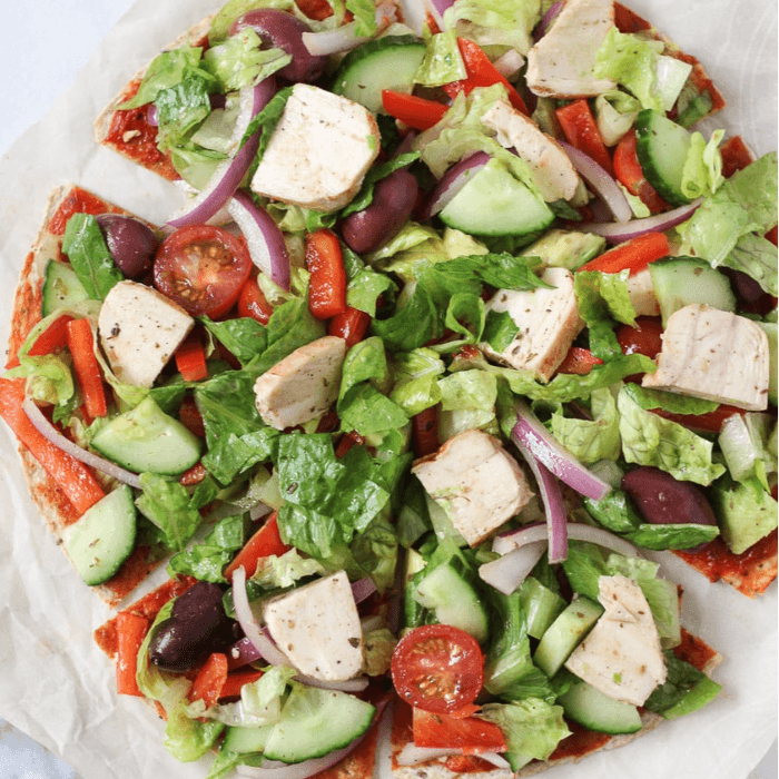 Greek Chicken Salad Pizza