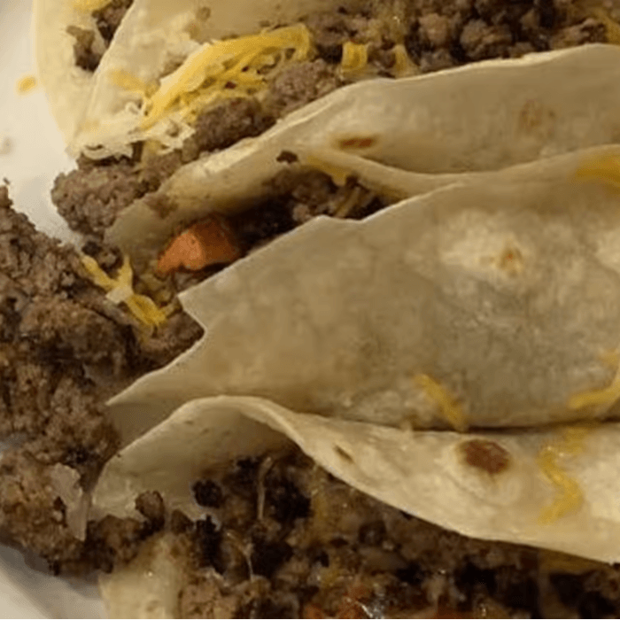 Two Ground Beef Tacos.