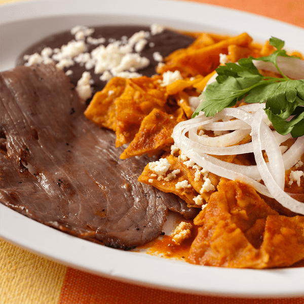 Red Chilaquiles with Meat