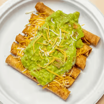 Three Flautas with Guacamole and Cheese