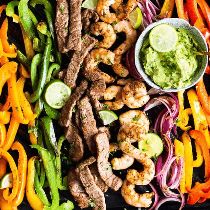 Grilled Shrimp and Beef Combination Fajita For Two