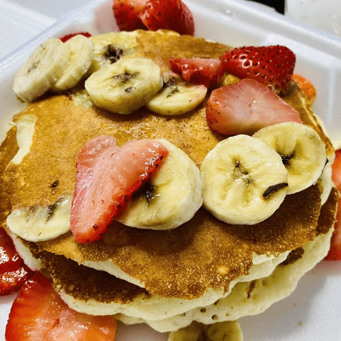 Strawberry Banana Pancakes.