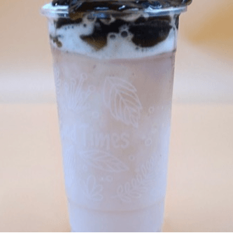 I03. Iced Milk Drink W/ Grass Jelly & Honey Boba