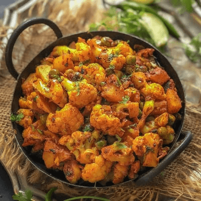 Aloo Gobi Mutter (Potato and Cauliflower & Green Peas)