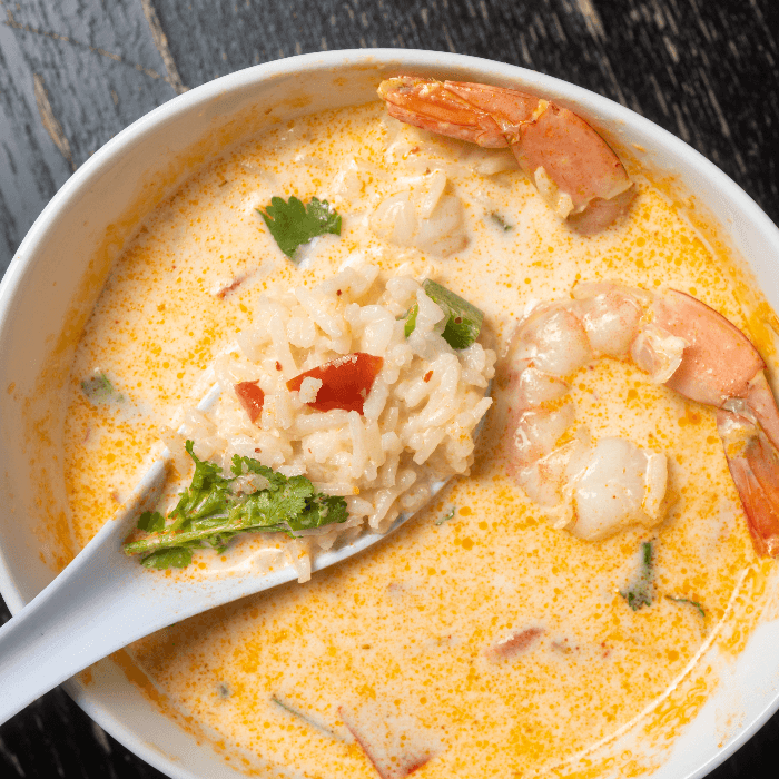 Tom Yum Rice Soup.