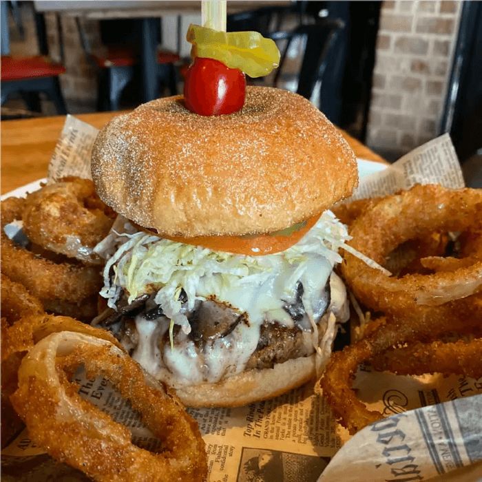 Mushroom Swiss Burger.