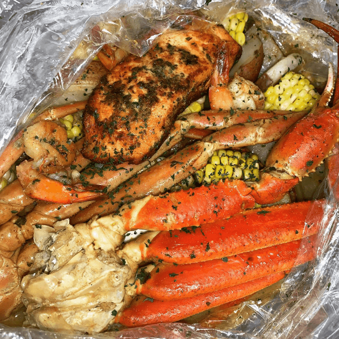 Crab Legs and Salmon