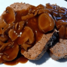 Baked Meatloaf, Mushroom & Onion Gravy