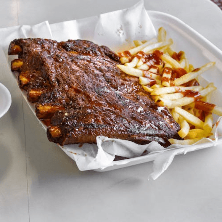 Half Slab Hickory Smoked BBQ Ribs.
