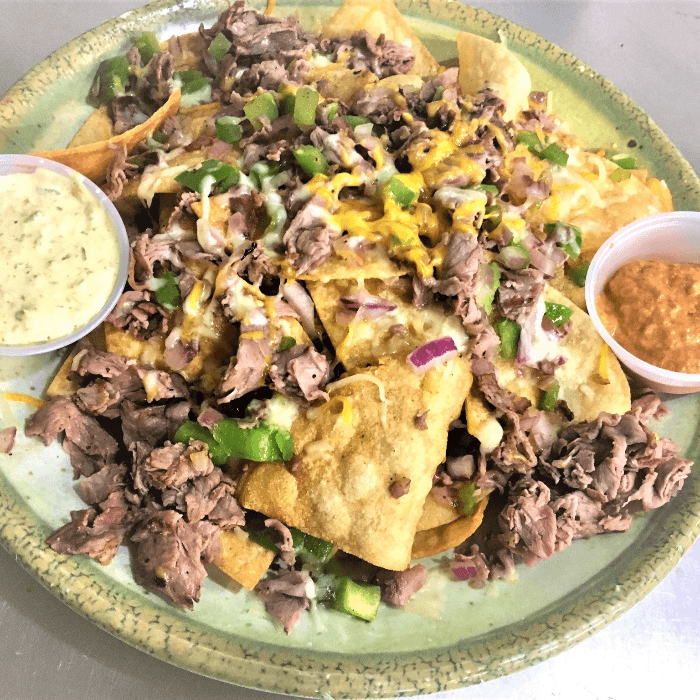 Smoked Tri Tip Nachos.