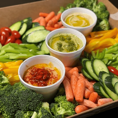 Hummus and Fresh Veggies Platter