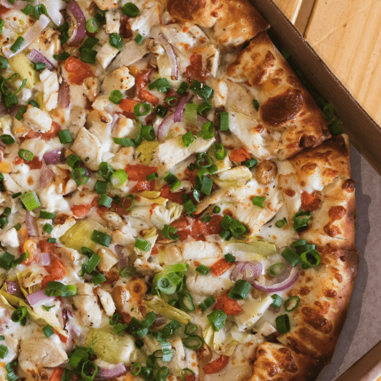 Cali Chicken & Garlic Pizza.