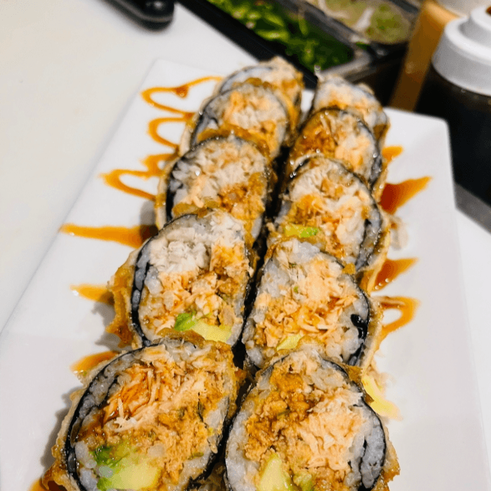 BOGO Salmon Avocado Tempura Roll.