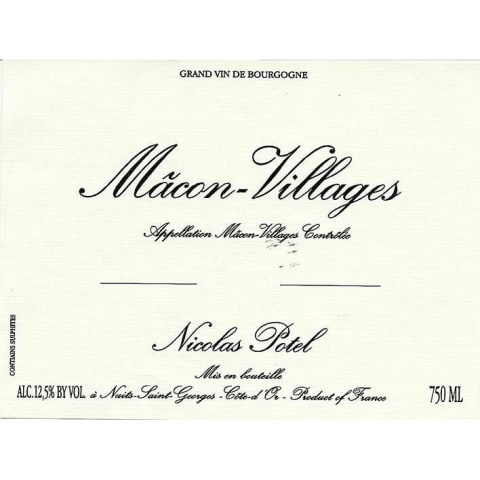Chardonnay, Nicolas Potel, Macon Villages, France.
