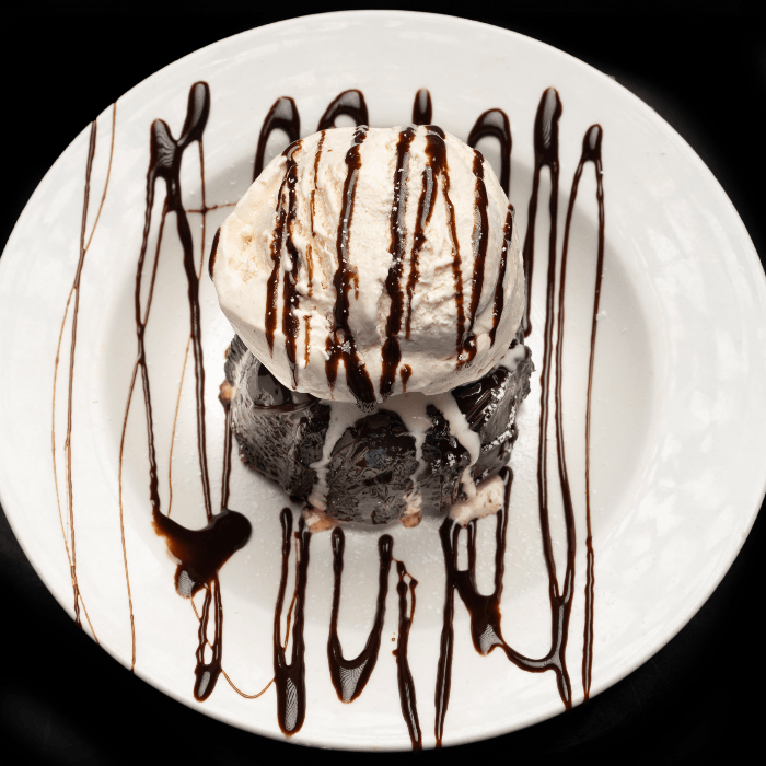 Chocolate Lava Cake with Cinnamon Ice Cream.