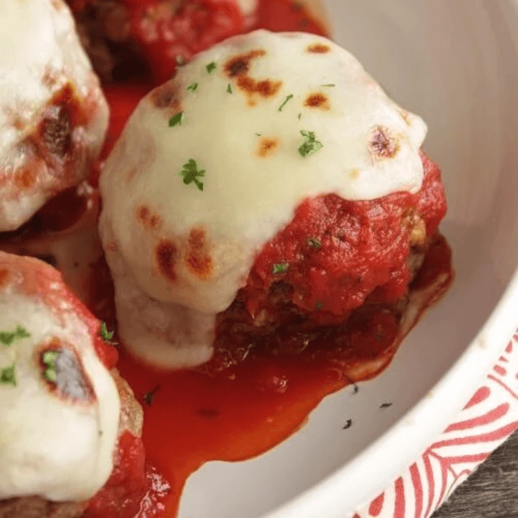 2 Meatballs with Melted Cheese