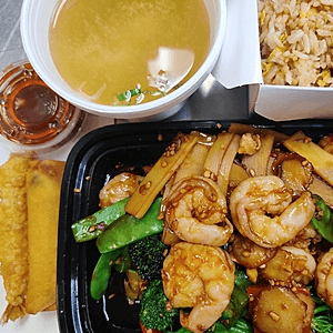 Spicy Garlic Shrimp Dinner.