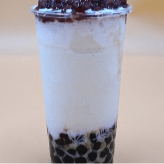 I04. Iced Milk Drink W/ Red Bean & Honey Boba