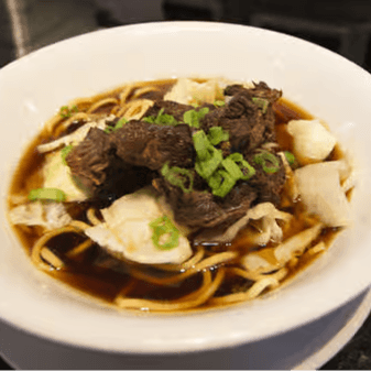 Braised Beef Over Noodles Soup