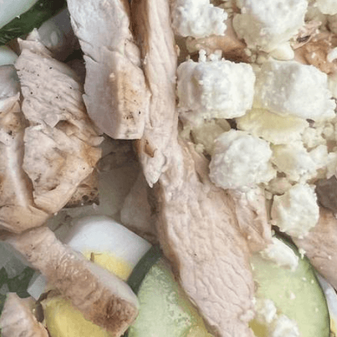 Grilled Chicken over Greek Salad.