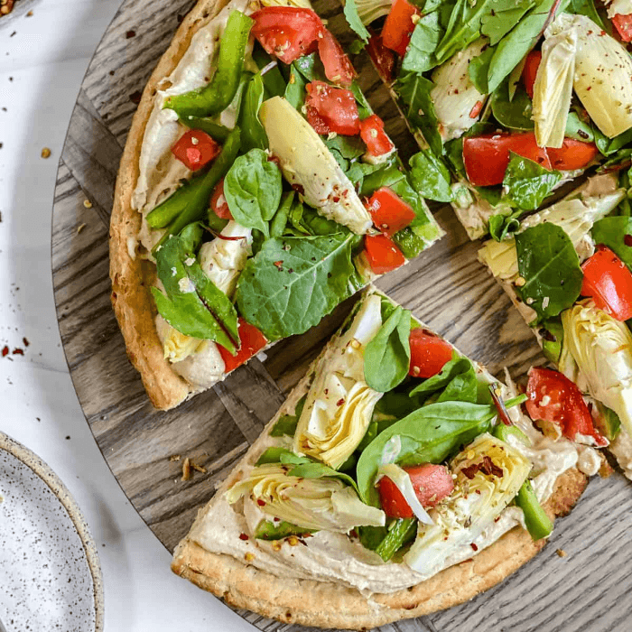 Garlicky Hummus Pizza