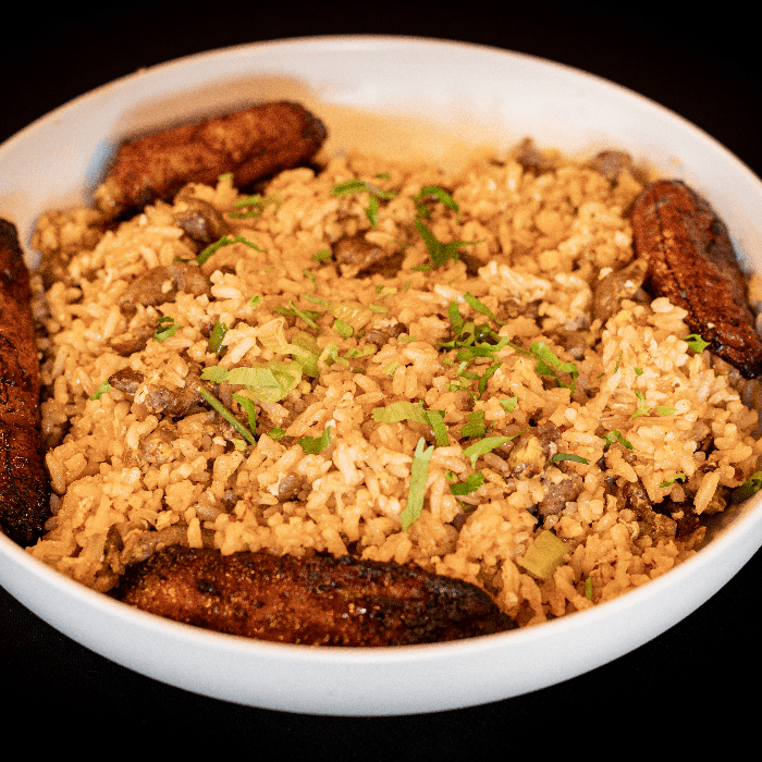 Chaufa Rice with ripe plantains.